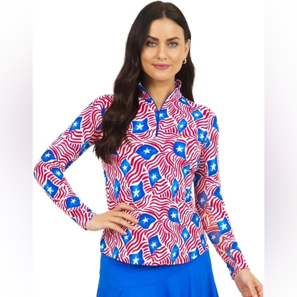IBKUL Red and Blue Star Pattern Shirt